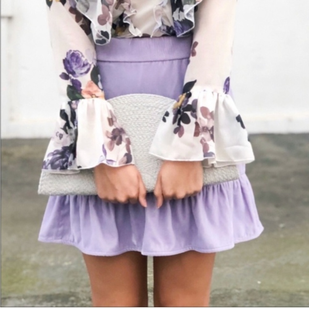 J. Crew Lilac Velvet Flounce Hem Skirt